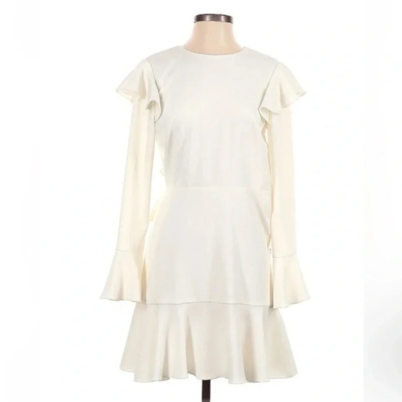 Jay Godfrey | Ivory Mae Flounced Ruffle Cutout Open Back Dress Wedding Size 4 - Picture 3 of 5